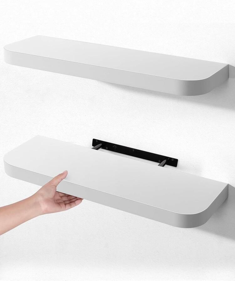 Witte zwevende planken moderne wandplanken set van 2 60CM