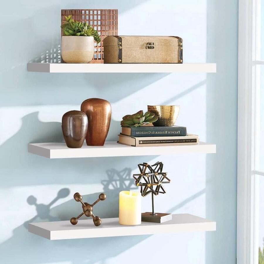 Witte zwevende planken wandplank voor moderne ruimte set van 3 39 9 cm