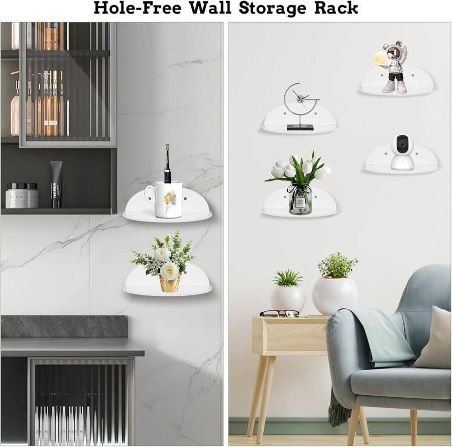 Witte zwevende wandplanken set van 4 mini zelfklevende wandplank kleine zwevende plank geen boor displayplanken gemakkelijk uit te breiden wandruimte witte planken voor slaapkamer woonkamer badkamer