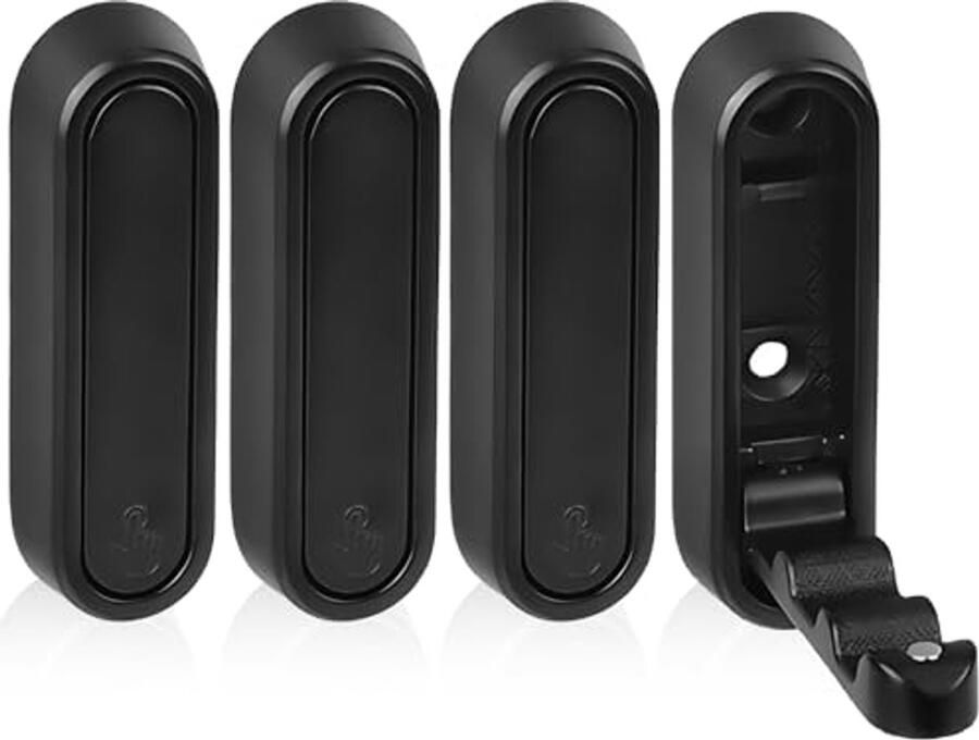 WIYETY Set van 4 opvouwbare kapstokhaken zwart: opvouwbare haken 90° opvouwbare muurhaken roestvrijstalen kapstokken verzonken kledingventilator kapstokken voor het ophangen van jassen handdoeken rugzakken