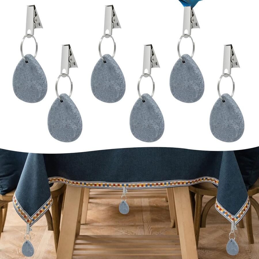 Wkmamo 6 stuks tafelkleedgewichten steen met clip tafelkleedgewichten met clip klemkracht tafelkleedgewichten voor familie kamperen bruiloft tuin