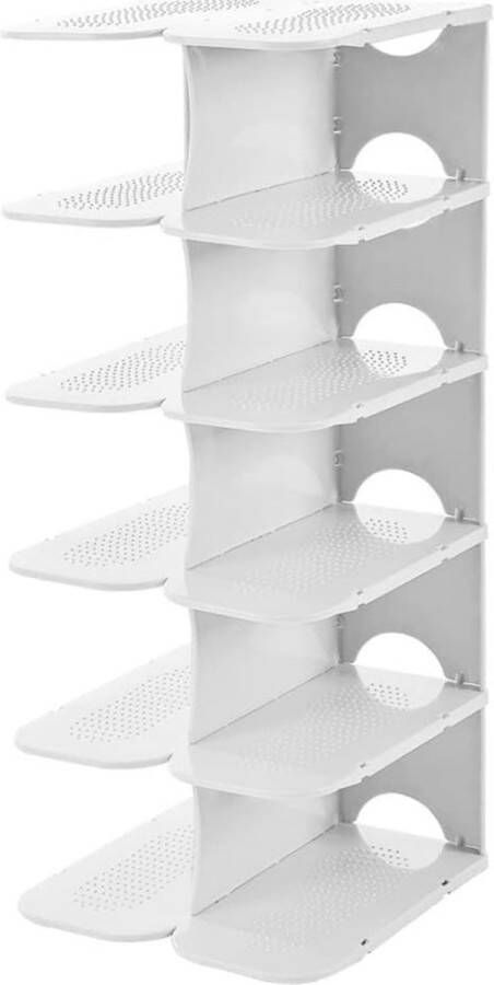 Wll Family Schoenenrek met 6 lagen ruimtebesparend schoenen stapelen smal schoenenrek vrij te combineren schoenenrek schoenenorganizer wit