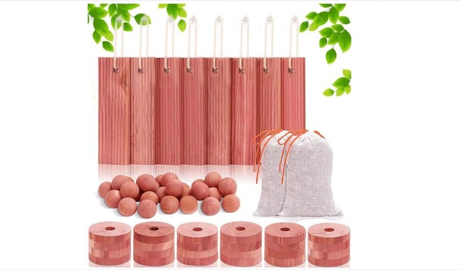 WNHB Cederhouten Mottenballen 100 Stuks Natuurlijke Mottenbestrijding met Frisse Houtgeur Insectenwerend voor Kast en Lade