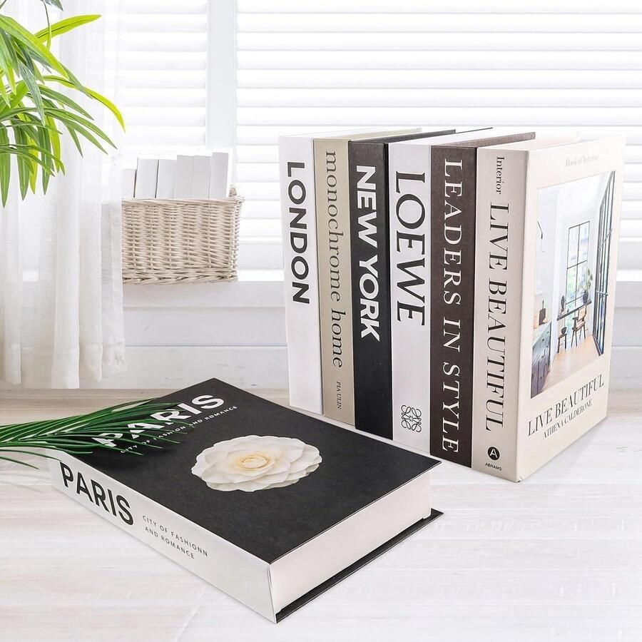 WNHB Decoratieve boeken set 7 stuks nepboeken Woondecoratie salontafel Opvouwbaar Zonder pagina's Stapelbare displayboeken