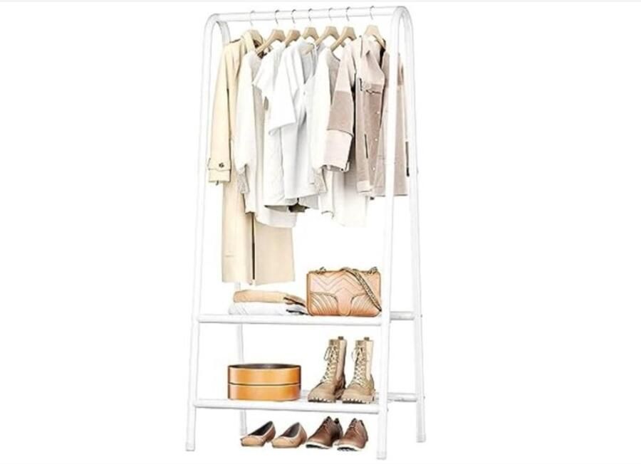 WNHB Kapstok-staand-met-schoenenrek-en-bank-garderoberek-modern-wit-voor-hal-of-gang