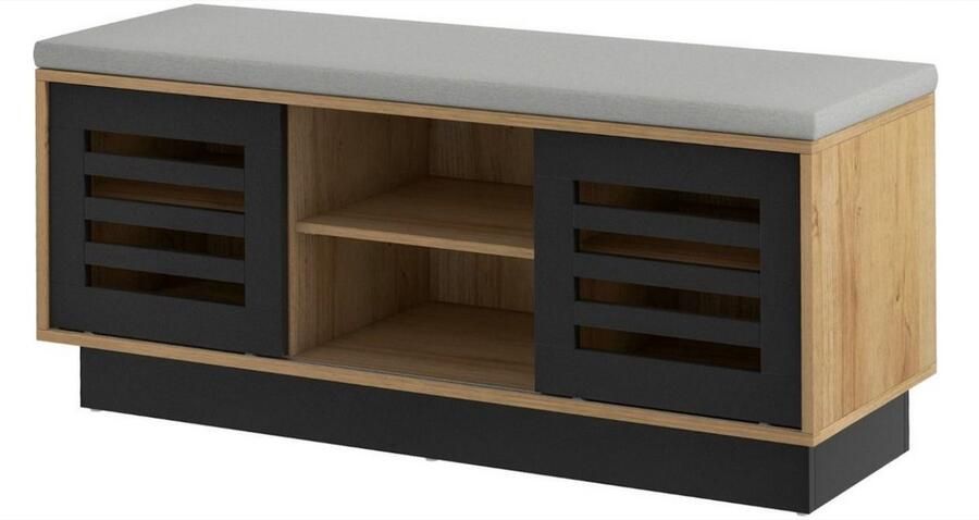 WNHB Schoenenkast Bankje met Opbergruimte – Schoenenrek Garderobebank Bruin – Halmeubel Gang Slaapkamer 99x35x46 cm