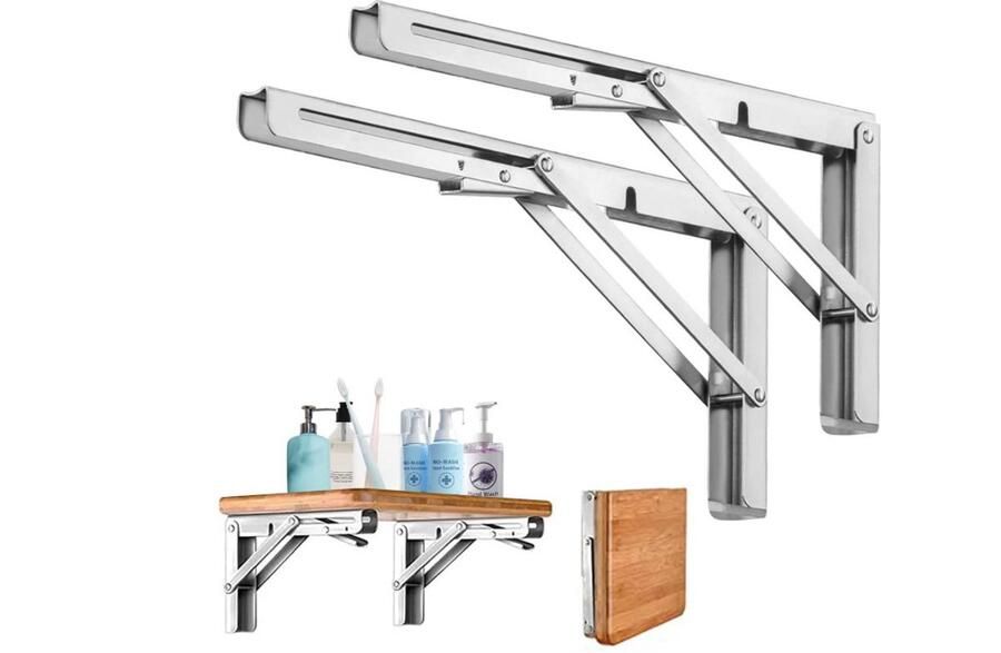 WNHB Set Van 2 Klapconsole Wandhouders 500 mm RVS Opklapbare Plankdragers Voor Tafel Banken En Planken Zware Belasting