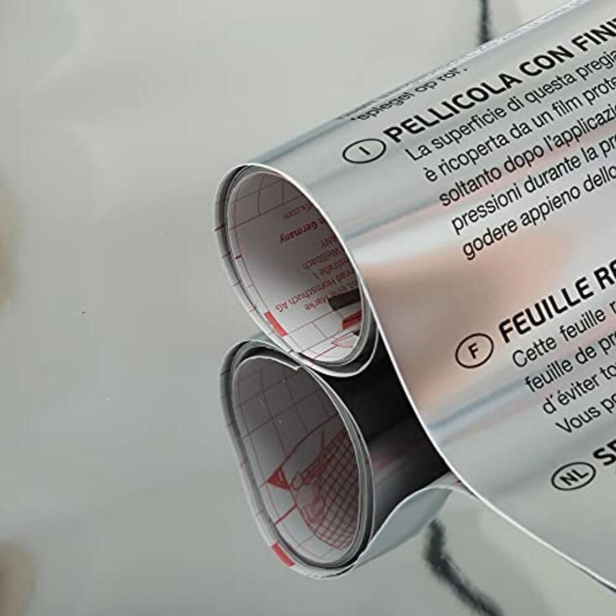 WNHB Spiegelfolie Zelfklevend 90 x 1200 cm – Realistische Waterdichte Folie voor Meubels Keuken Kasten en Wanden – Reflecterend Behang