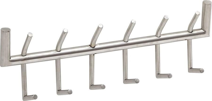 WNHB Wandkapstok Metaal Zilver – Design Halkapstok Staal – Wandpaneel met Haakrail – 60x19x10 cm