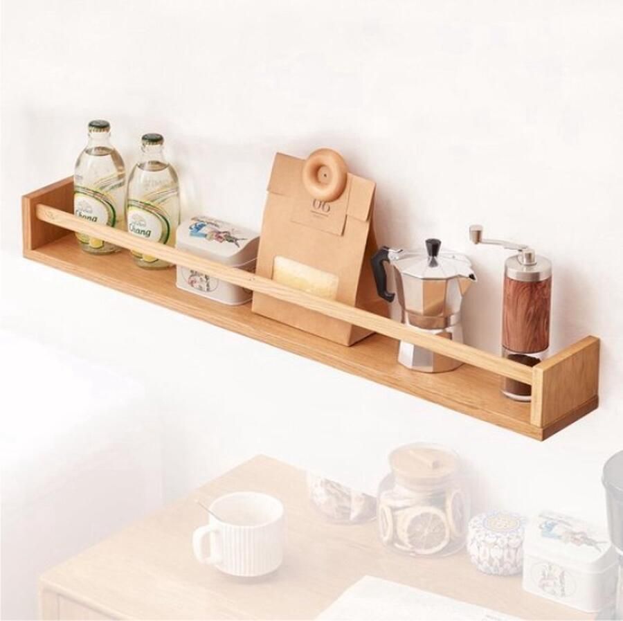 WNHB Wandplank Eiken 60 cm – Zwevende Wandplank Kinderkamer – Houten Boekenrek – Muurplank Decoratie