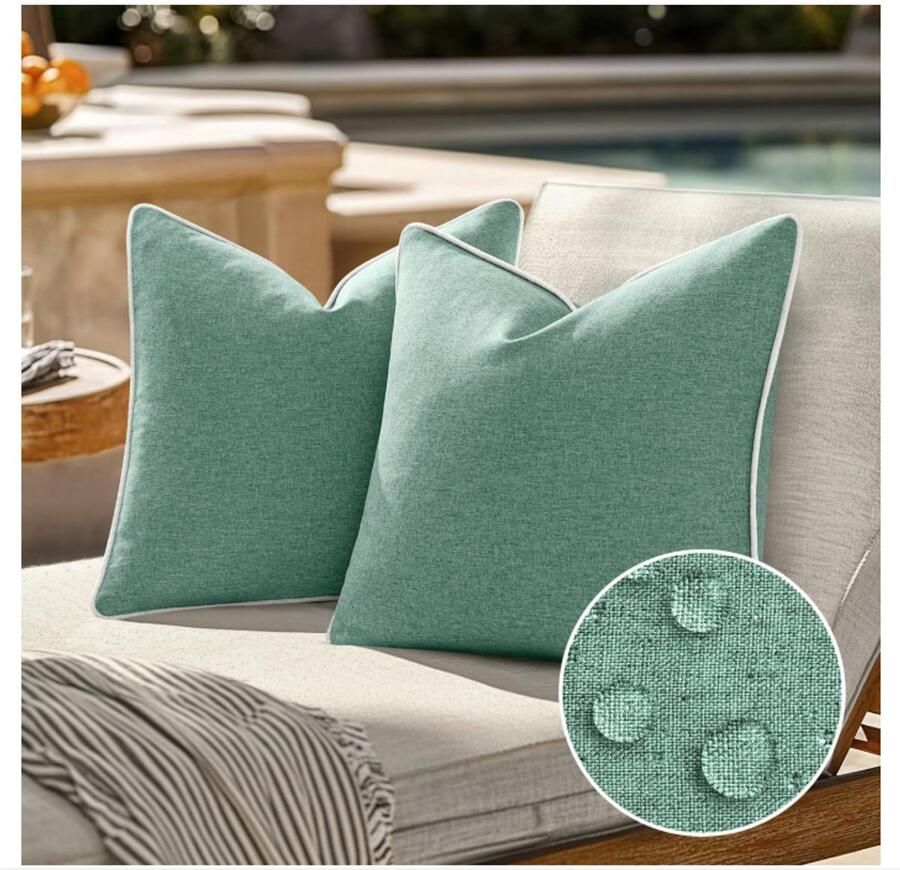 WNHB Waterdichte Kussenhoezen voor Buiten Set van 2 Kussenslopen 45x45 cm Decoratieve Hoes voor Tuin Bank en Woonkamer