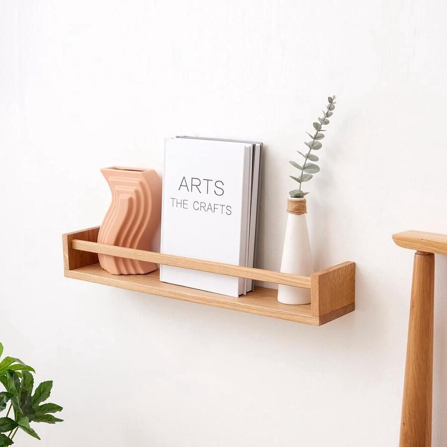 WNHB Zwevende Wandplanken Eiken Wandrek voor Kinderkamer Woonkamer Slaapkamer – Decoratief en Functioneel 40cm