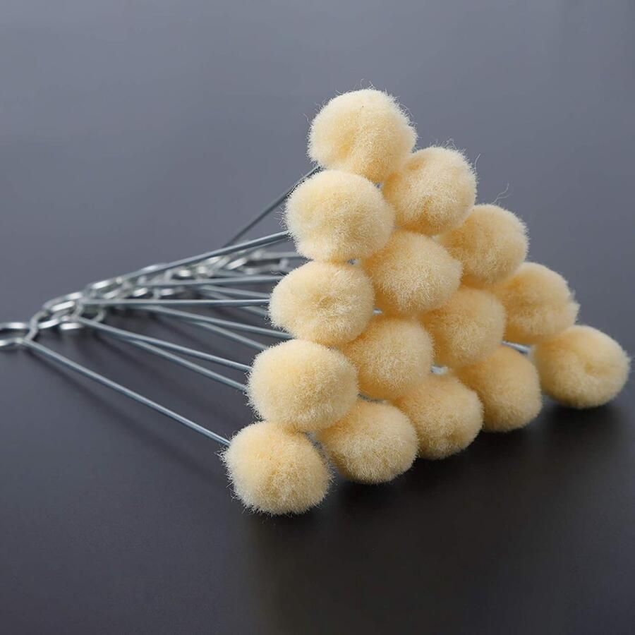 Wollen Daubers met metalen handvat 60 Stuks balborstel lederen kleurstof tool Lederen Dye Dauber Ball Brush leer voor Hand DIY Dye Daubing Leather Sealing Smeerolie