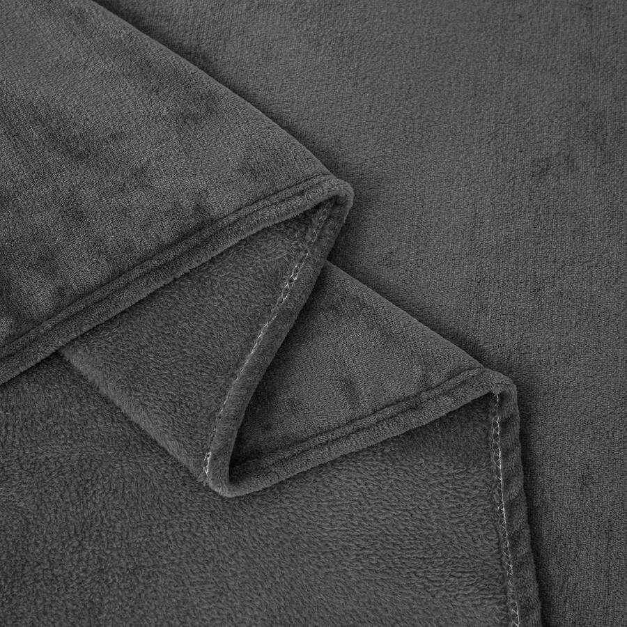 Wollige knuffeldeken winter warm grijs donkergrijs 150 x 200 cm Flanel woondeken voor extra comfort Geschikt voor bed bank en woonkamer - Foto 2
