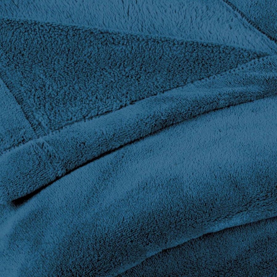 Wollige knuffeldeken XXL 220 x 240 cm blauw deken bank warm woondeken zacht microvezel fleece Oeko-TEX Montreal