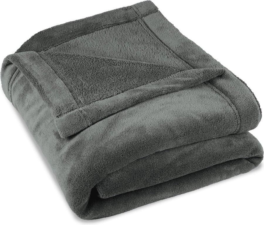 Wollige microvezel knuffeldeken 150 x 200 cm warme en zachte fleece voor bank en huis