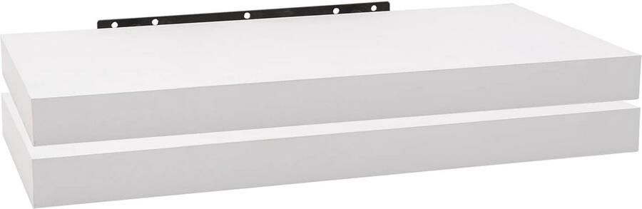 WOLTU Set van 2 wandplanken MDF-hout wit 22.9 x 70 x 3 8 cm