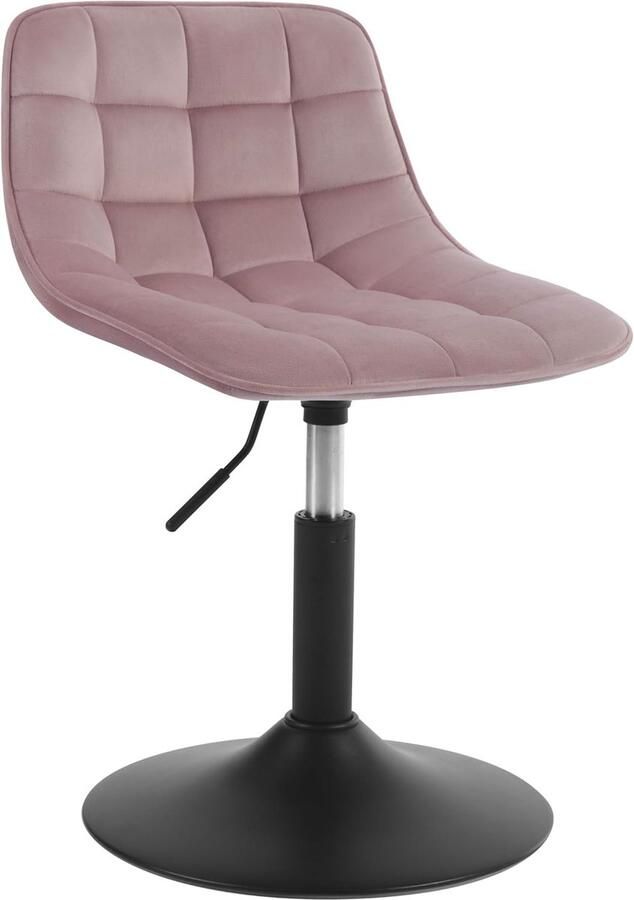 WOLTU Verstelbare kruk stoel eetkamerstoel make-up kruk commerciële winkelkruk multifunctioneel 360 graden draaibaar fluweel roze zitting 38-49 5 cm hoog