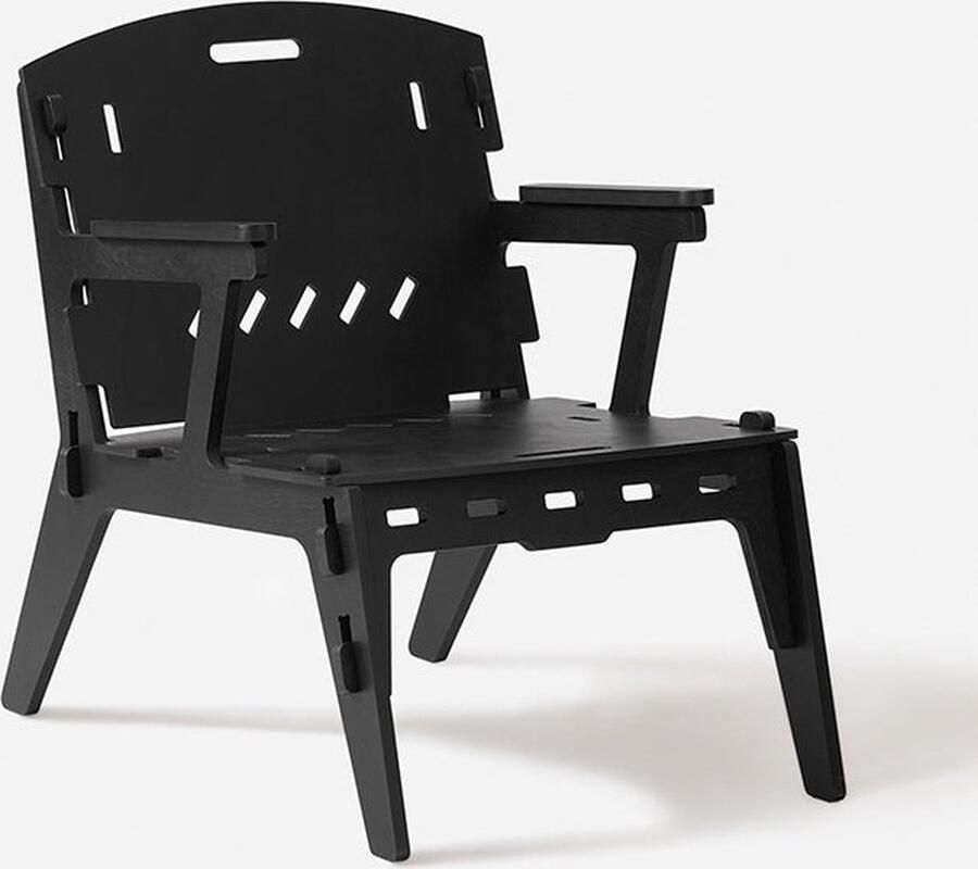 Rootz Living Rootz Wood Lounge Chair Fauteuil Houten zitting Eenvoudige montage 55cm x 70cm x 72cm Milieuvriendelijk Modern design