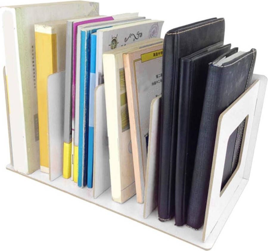 Wooden Bookcase DIY Desktop Bookcase Storage Magazine Holder DVD Storage Magazine Holder for Students Children Adults Office School Study