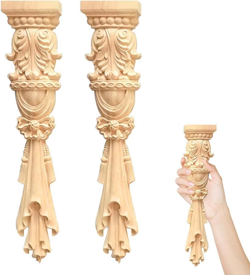 Wooden Ornaments for Furniture 2 Pieces Wooden Ornaments Corner Onlay Applique Furniture Wooden Ornaments Furniture Baroque Style for Furniture Vintage Style Not Varnished Car