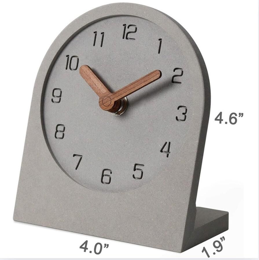 Wooden Silent Non-Ticking Battery Powered Decorative Small Mini Analog Modern Shelf Desk Table Mantle Clock for Home Office Living Room Bedroom(Grey