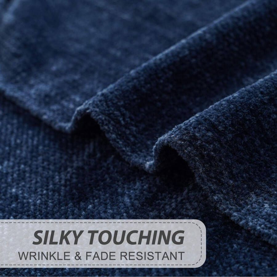 Woon- en knuffeldeken chenille 127 x 152 kleine kerstdeken bankdeken woondeken wollig zacht voor bank stoel marineblauw