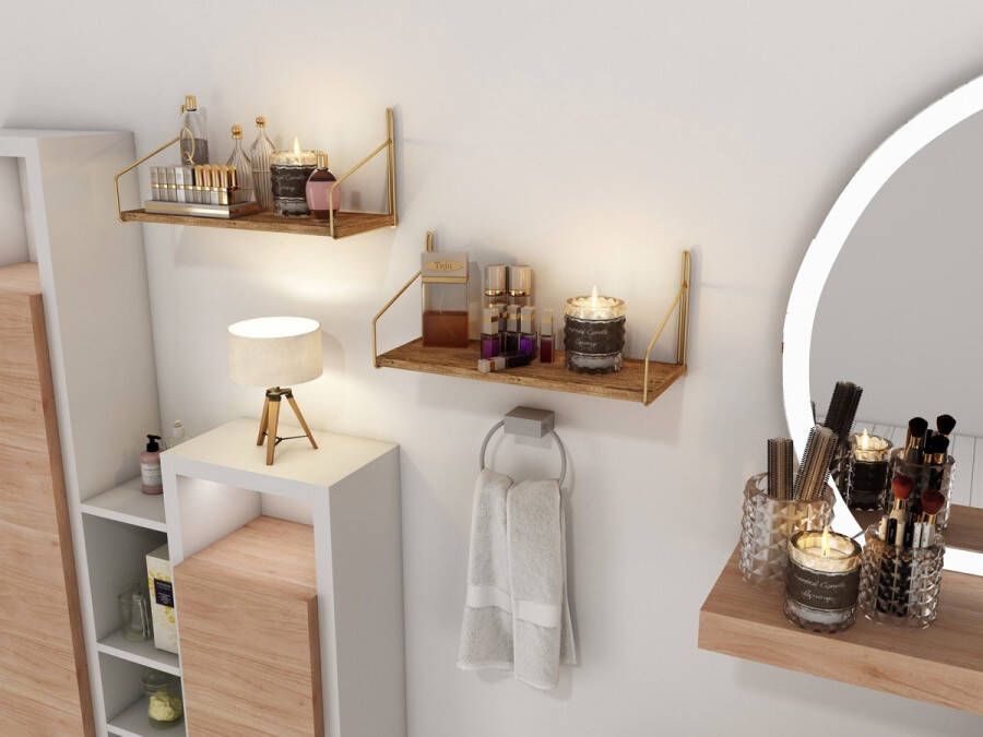 Woonaccessoires Wandplank in GoudBruin Afmetingen 45x45x16cm Stijlvol en Tijdloos Design - Foto 2
