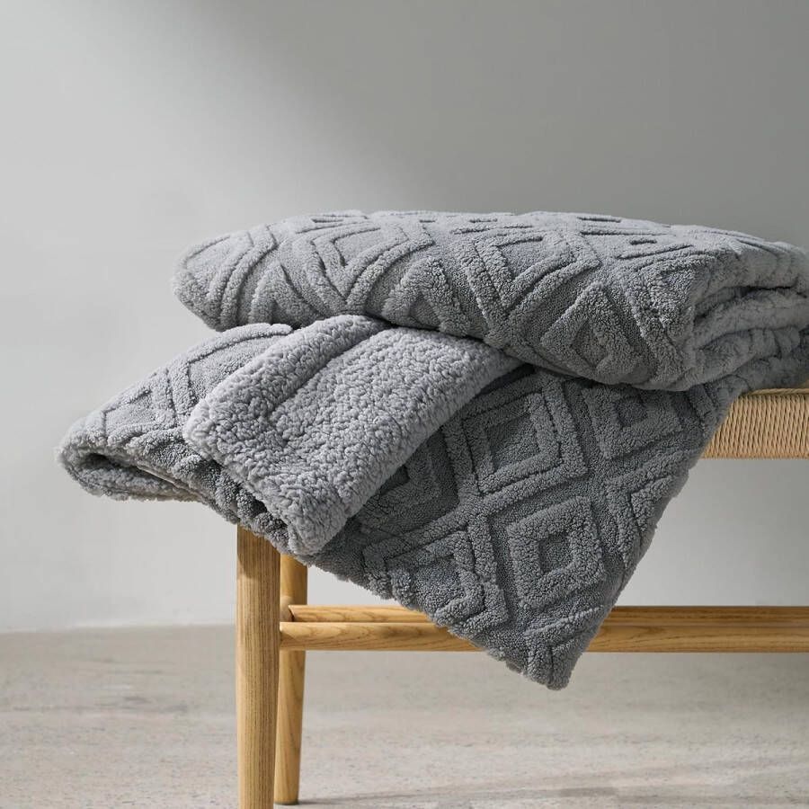 Woondeken en knuffeldeken Sherpa deken 150 x 200 cm XL groot zacht warm wollig dikke deken fleecedeken bank woonkamerdeken sofadeken voor bed bank woonkamer grijs