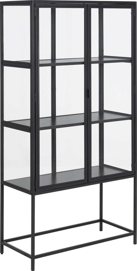 Woonexpress Vitrinekast Assel MDF Glas Zwart Transparant 77x150x35 cm (BxHxD) - Foto 3
