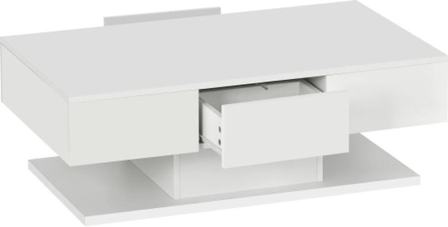 GOTAGEE Woonkamer 2 lades banken bureau kantoor moderne theetafel met witte lades hoogglans salontafel 100cm