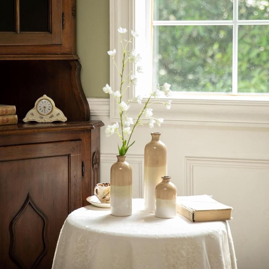 Woonkamer decoratie 3 stuks keramische vazen ​​14 19 30cm kleine grijze vazen ​​verse aromatherapie fles creatieve woonkamer TV kast eettafel vintage decoratie MEERVOUDIGE MANIER VERPAKKING