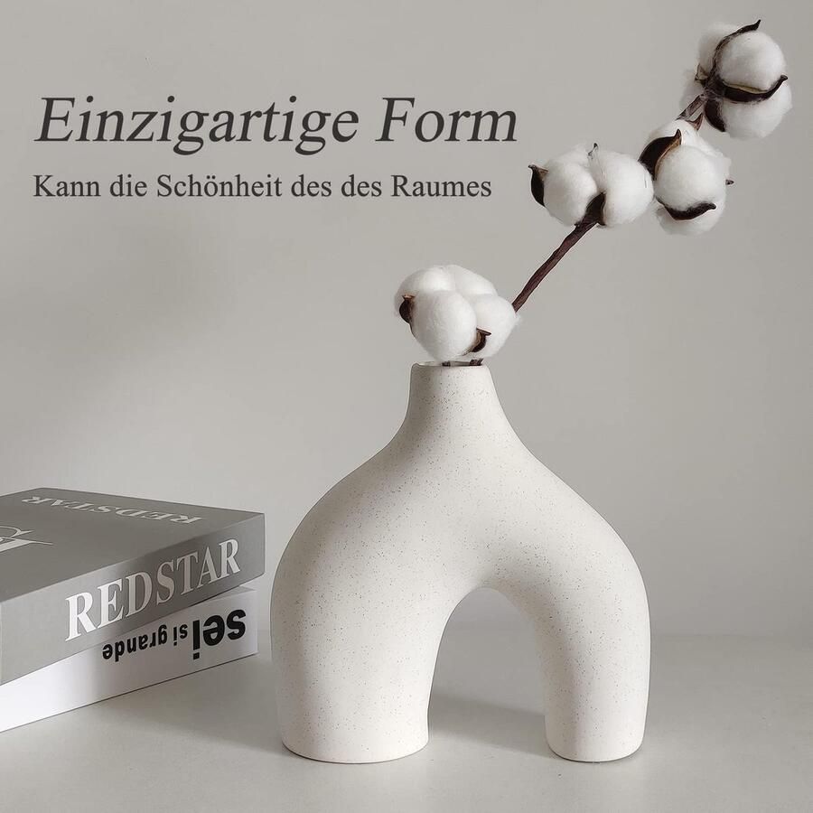 Woonkamer decoratie Witte keramische vaas set van 2 dubbele vazen voor moderne boho Nordic minimalistische stijl decoratie vazen voor woonkamer bruiloft diner tafel feest kantoor en slaapkamer