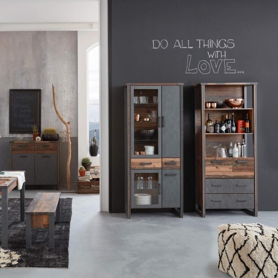 Rootz Living Rootz Woonkamer Standregal Opbergmeubel Plank Boekenkast Planken Organisator Displaystandaard Bruin (Oldwood Matera) 89 x 212 x 42 cm