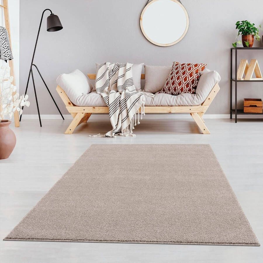 Woonkamer Tapijt Effen Vloerkleed voor Kinderkamer Slaapkamer Studie Kantoor Gang en Keuken Kortpolig Tapijt Beige Maat: 120 x 170 cm