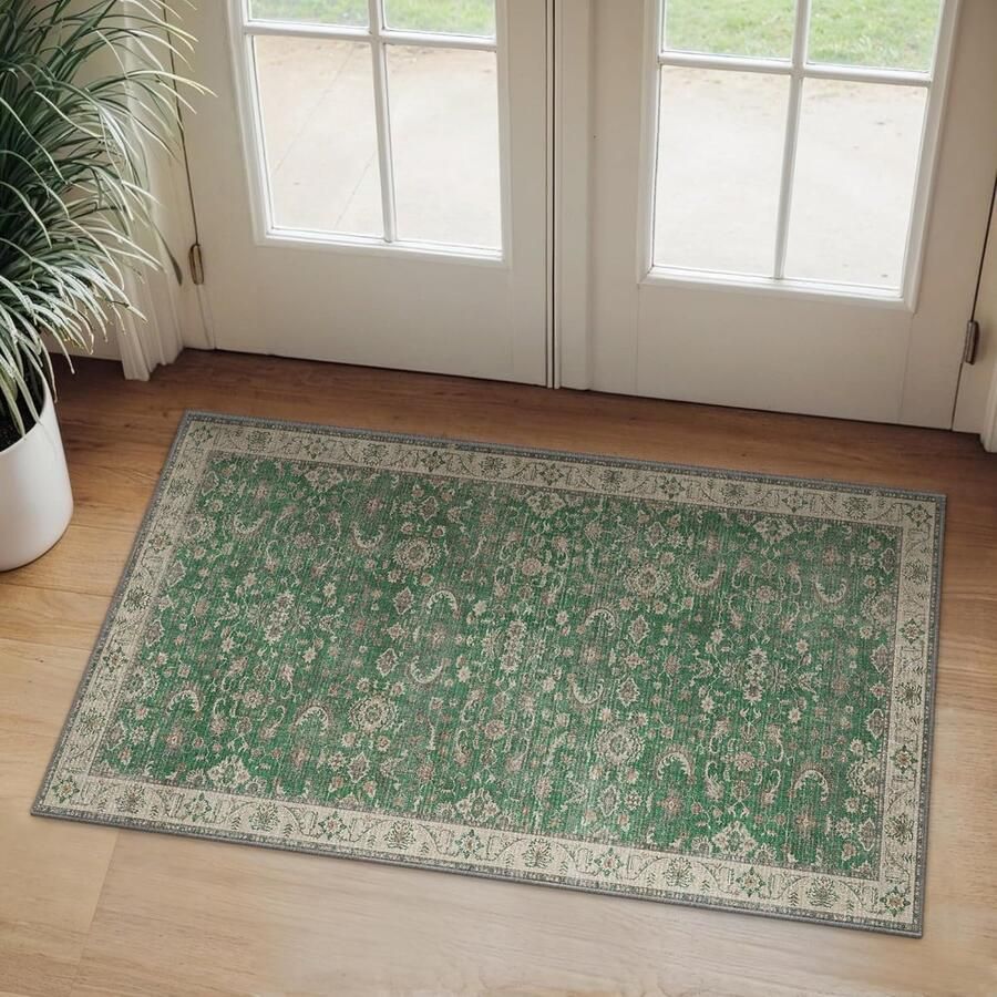 Woonkamer Vloerkleed Vintage Antislip Tapijt 1 stuk Groen 60x150cm