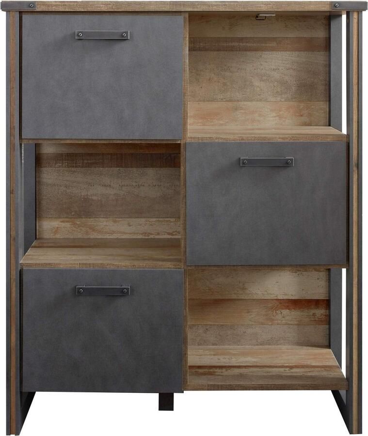 Rootz Living Rootz Woonkamerstandaardplank Boekenkast Opbergmeubel Displayrek Organizer Rekkensysteem Kast Bruin (Oldwood met Matera) 113 x 136 x 42 cm