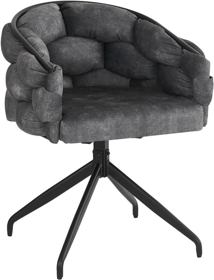 Woonkamerstoel Eetkamerstoel- Ergonomisch Bubbelstoel Set van 2 Donker grijs Velvet Draaibaar