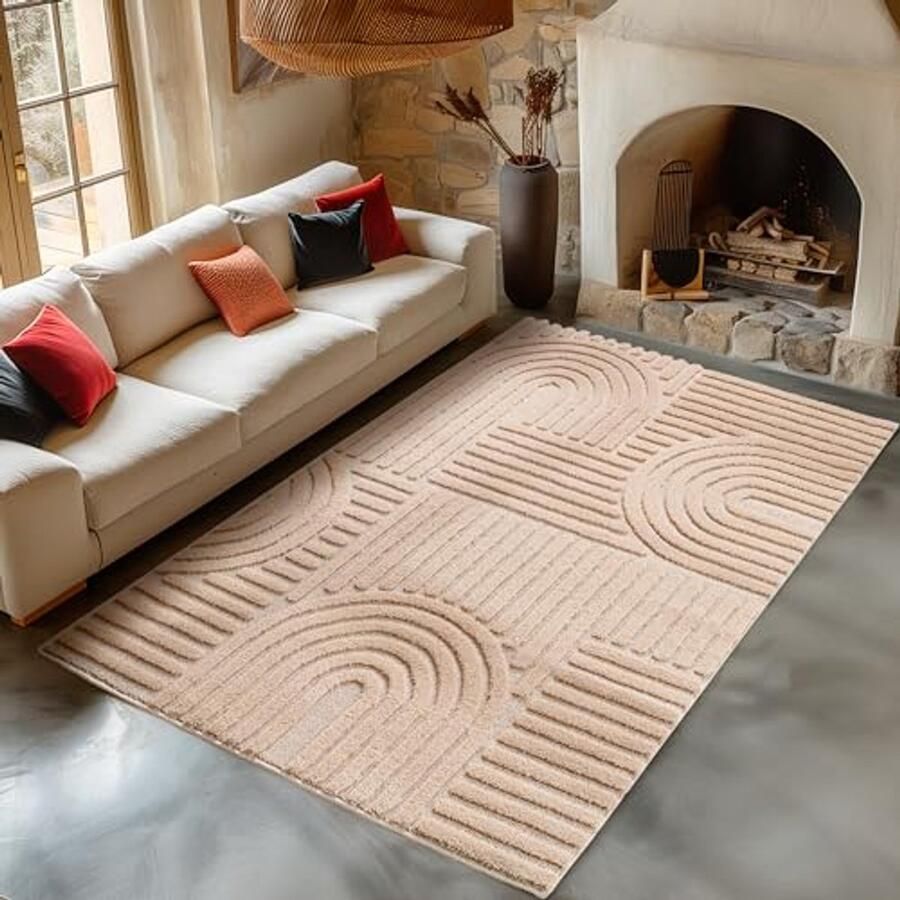 Woonkamertapijt in Scandinavische bohemian stijl – Hoog-laag effect Vloerkleed 160 x 230 cm