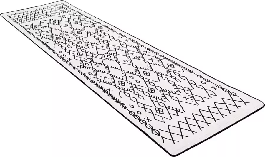 Woonkamertapijt laagpolig modern geometrisch antislip vloer hal tapijt gel loper zwart-wit (chart 80 x 200 cm)