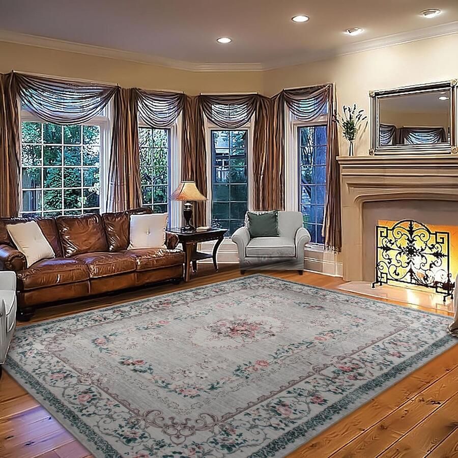 Woonkamertapijt Oosters tapijt vintage bloementapijt grijs tapijt voor slaapkamer kantoor eetkamer keuken 160 x 230 cm