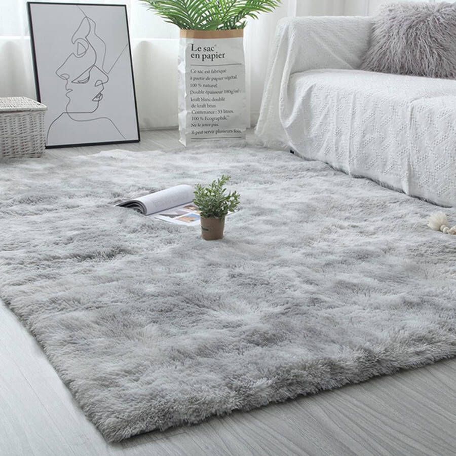 Woonkamertapijt Shaggy-tapijt slaapkamer modern tapijt indoor comfortabel huis vloertapijt (grijs wit 200 x 300 cm)