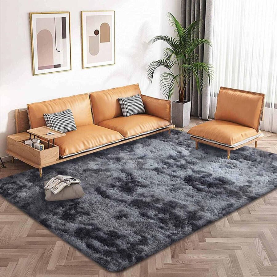 Woonkamertapijt Shaggy-tapijt slaapkamer modern tapijt indoor comfortabel huis vloertapijt (grijs zwart 200 x 300 cm)