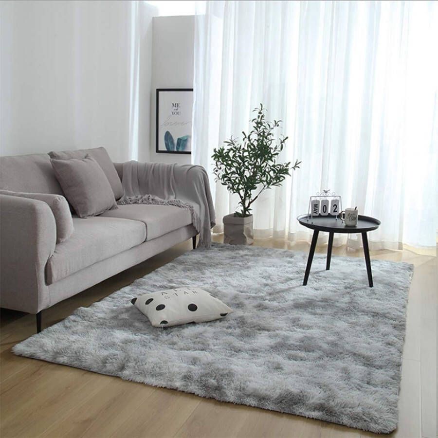 Woonkamertapijt Shaggy-tapijt slaapkamer modern tapijt indoor comfortabel huis vloertapijt (grijs wit 135 x 185 cm)