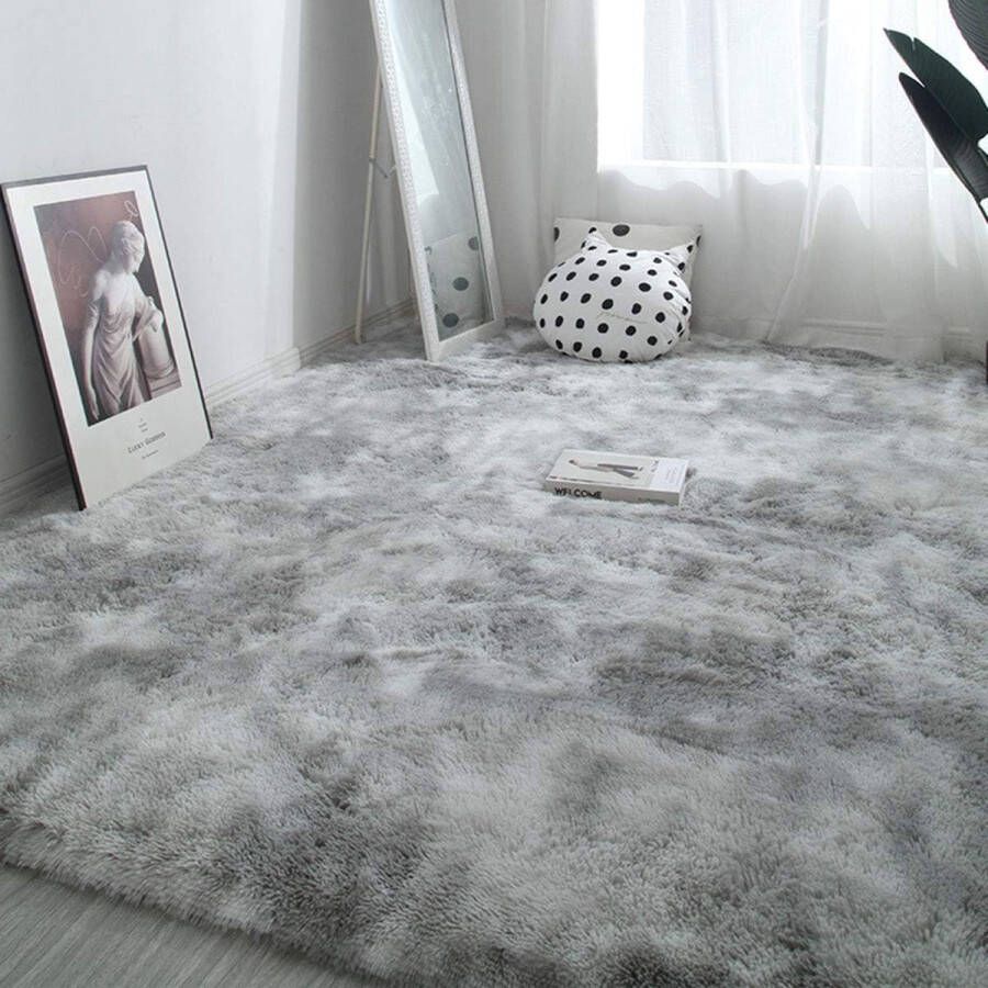 Woonkamertapijt Shaggy-tapijt slaapkamer modern tapijt indoor comfortabel huis vloertapijt (grijs wit 120 x 160 cm)