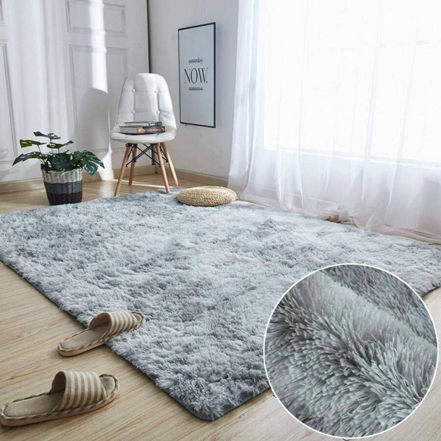 Woonkamertapijt Shaggy-tapijt slaapkamer modern tapijt indoor comfortabel huis vloertapijt (grijs wit 120 x 160 cm)