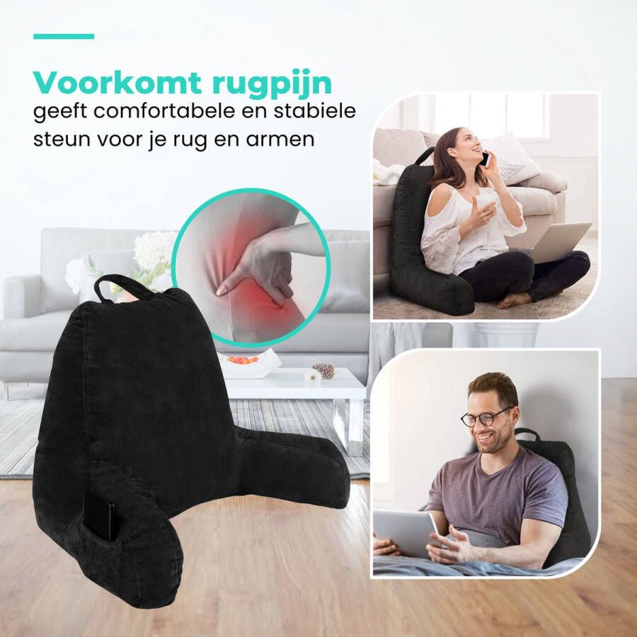 WorldWide s Leeskussen met Armsteunen Relax kussen memory foam – voor in Bed Fluweel zwart