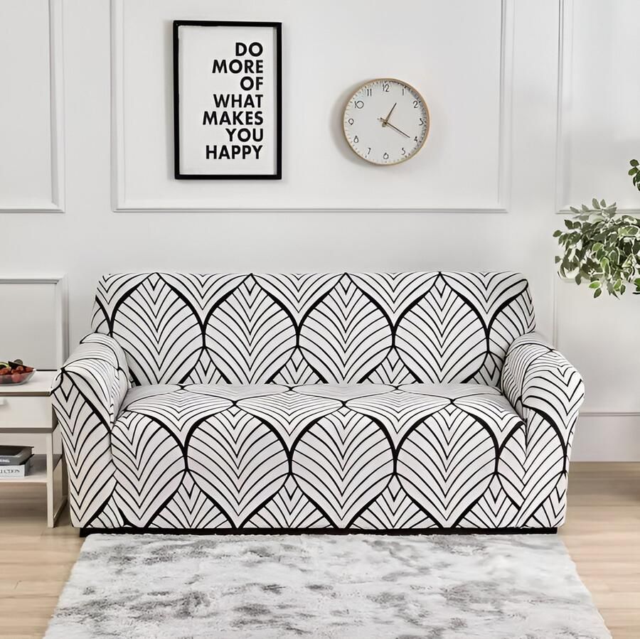 WoYoW Sofahoes Bloemenprint Elastisch Antislip & Machinewasbaar elastische bankhoes anti-vuile spandex bankhoes 3-Zits (195-230 cm) Lichtgrijs