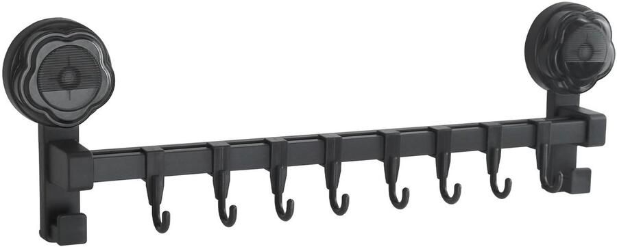 WSDFDLH Kapstok Hangende Kapstok Haak Rail Zelfklevende Gunmetal Grijze Lange Plank 8 Haken Multifunctionele Opberghaken Keuken Slaapkamer Woonkamer Slijtvast Koolstofstaal