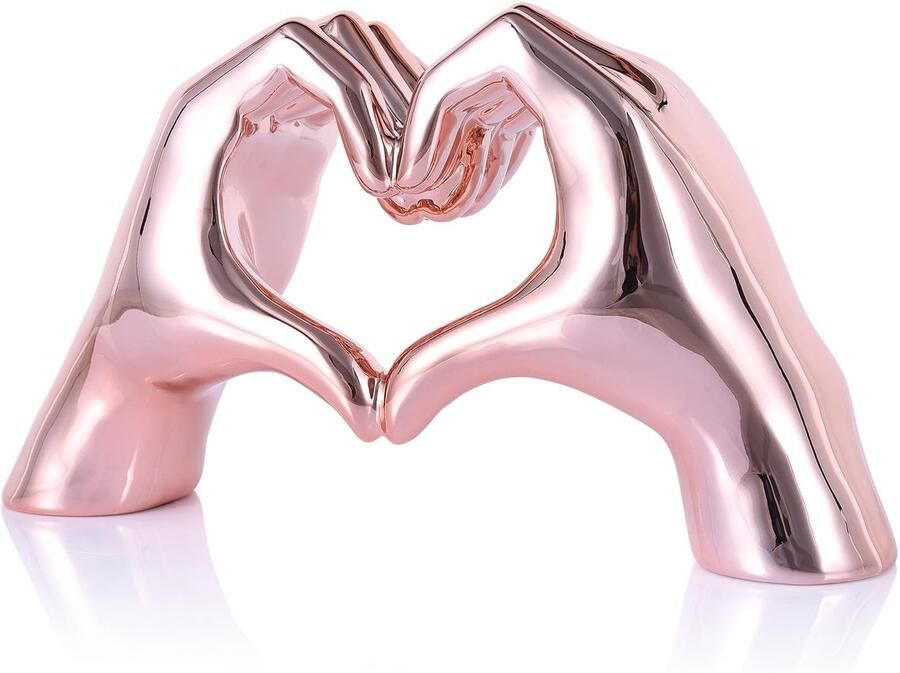 WUBIANJIE Roze Hart Handen Sculptuur Boho Woonkamer Decor Esthetische Plankdecoratie Ideaal voor Salontafel Planken Huis Slaapkamer Verjaardag Bruiloft Tafeldecoratie en Symbool van Liefde